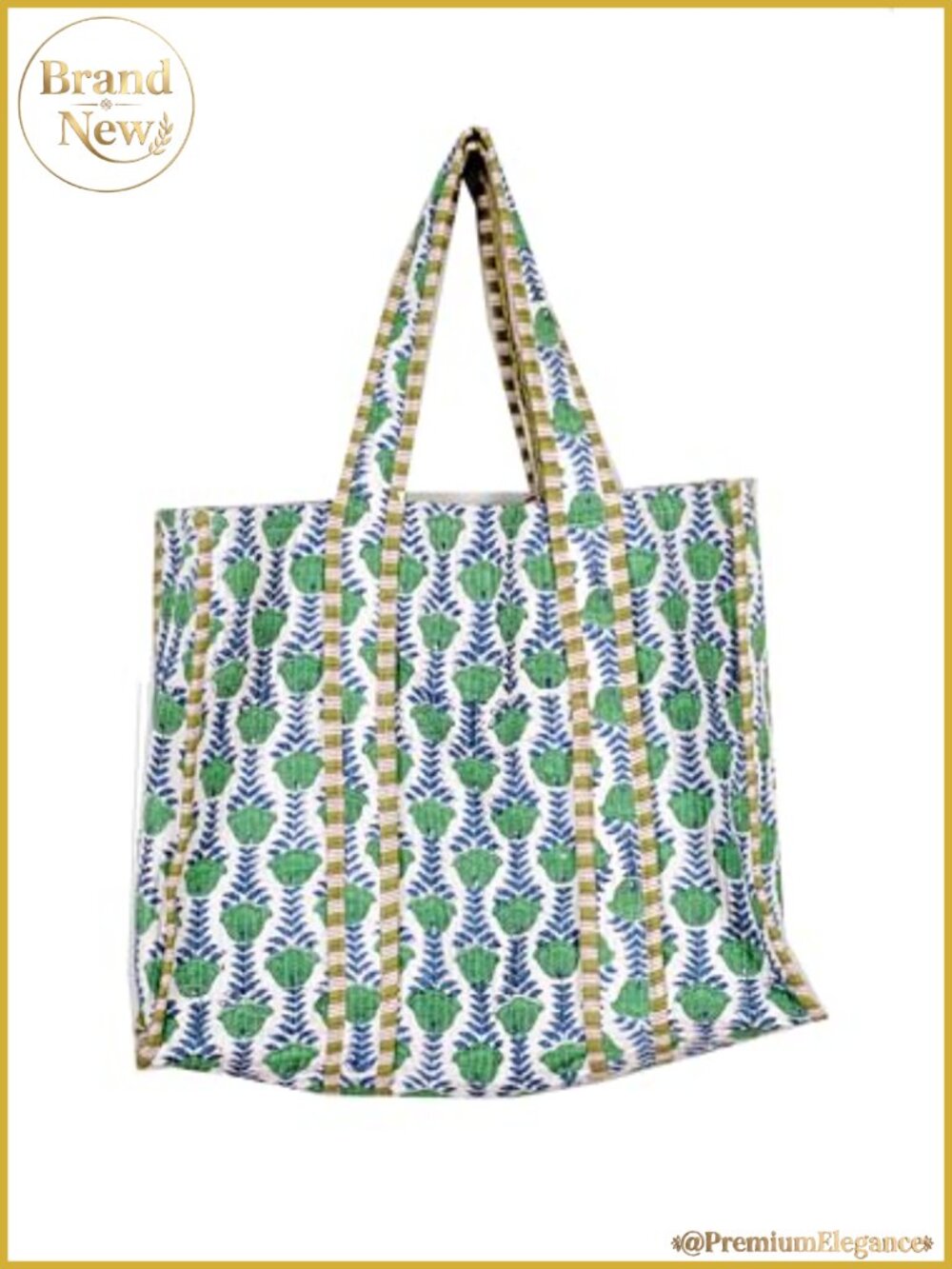 Quilted Cotton Handprinted Reversible Large Floral Tote Bag